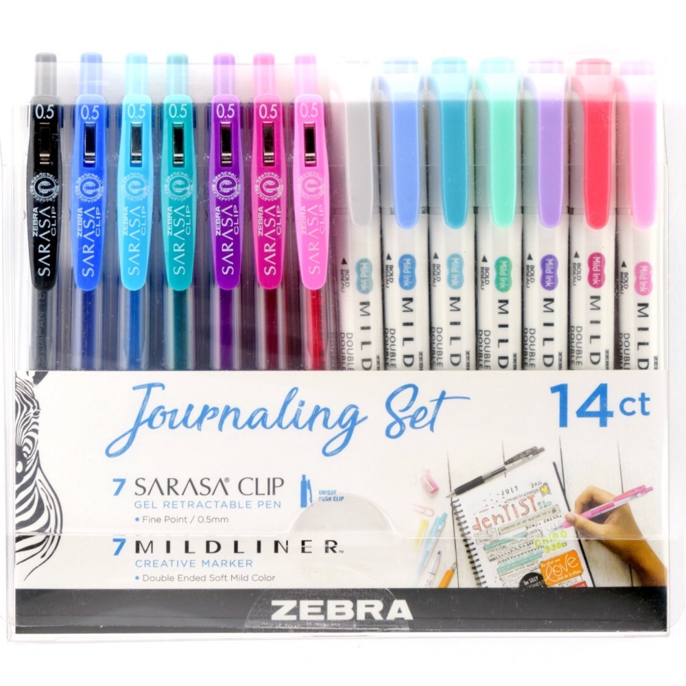 Zebra Journaling Set Mildliner Double ended Highlighters & colorful ink Gel Pens